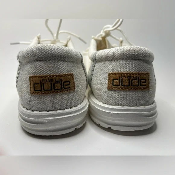 Hey Dude Natural Collection White Linen Mens Comfort Loafer Size 12 - Picture 8 of 11